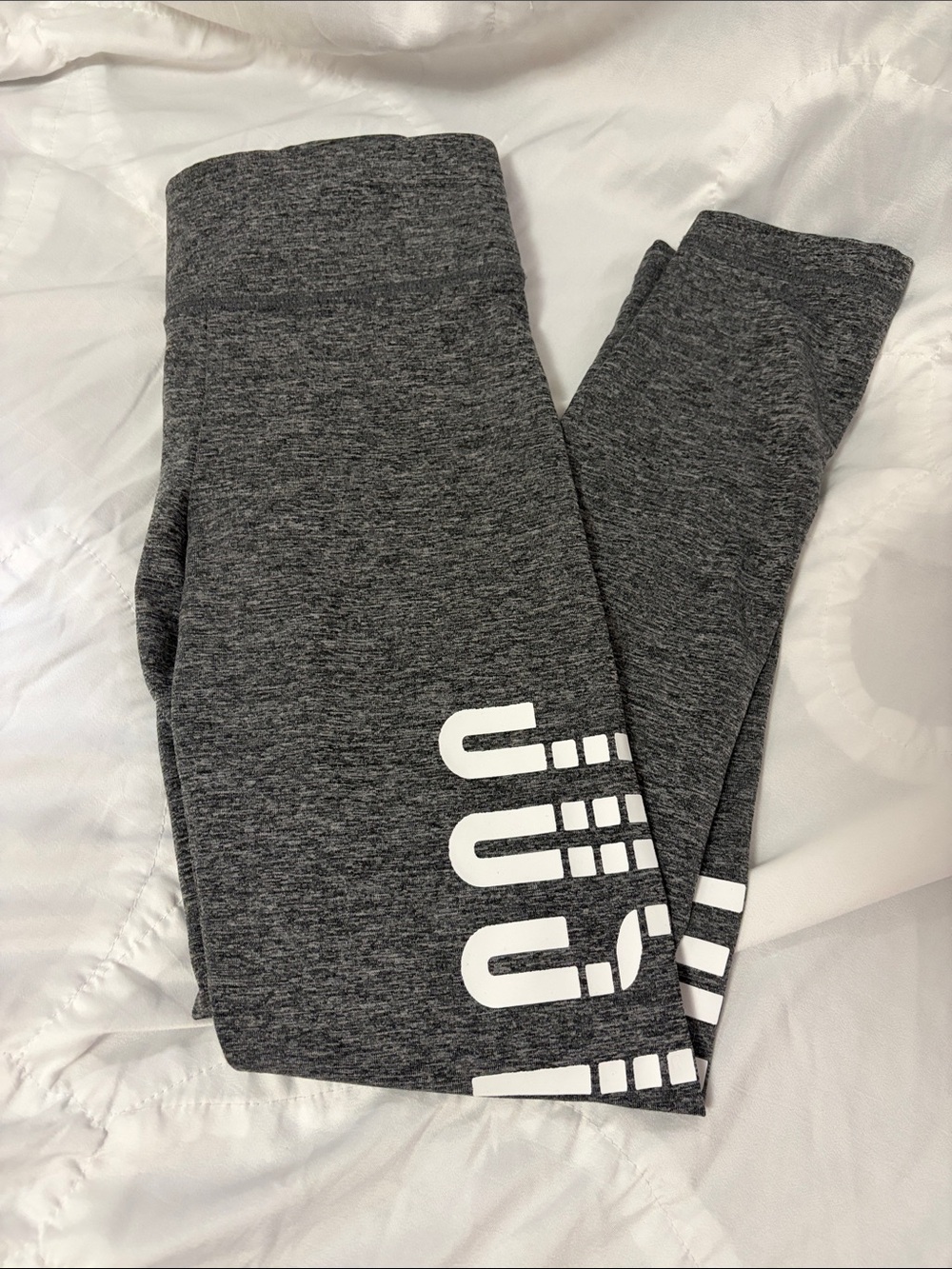 Justice Charcoal Heather Leggings with White Side Logo